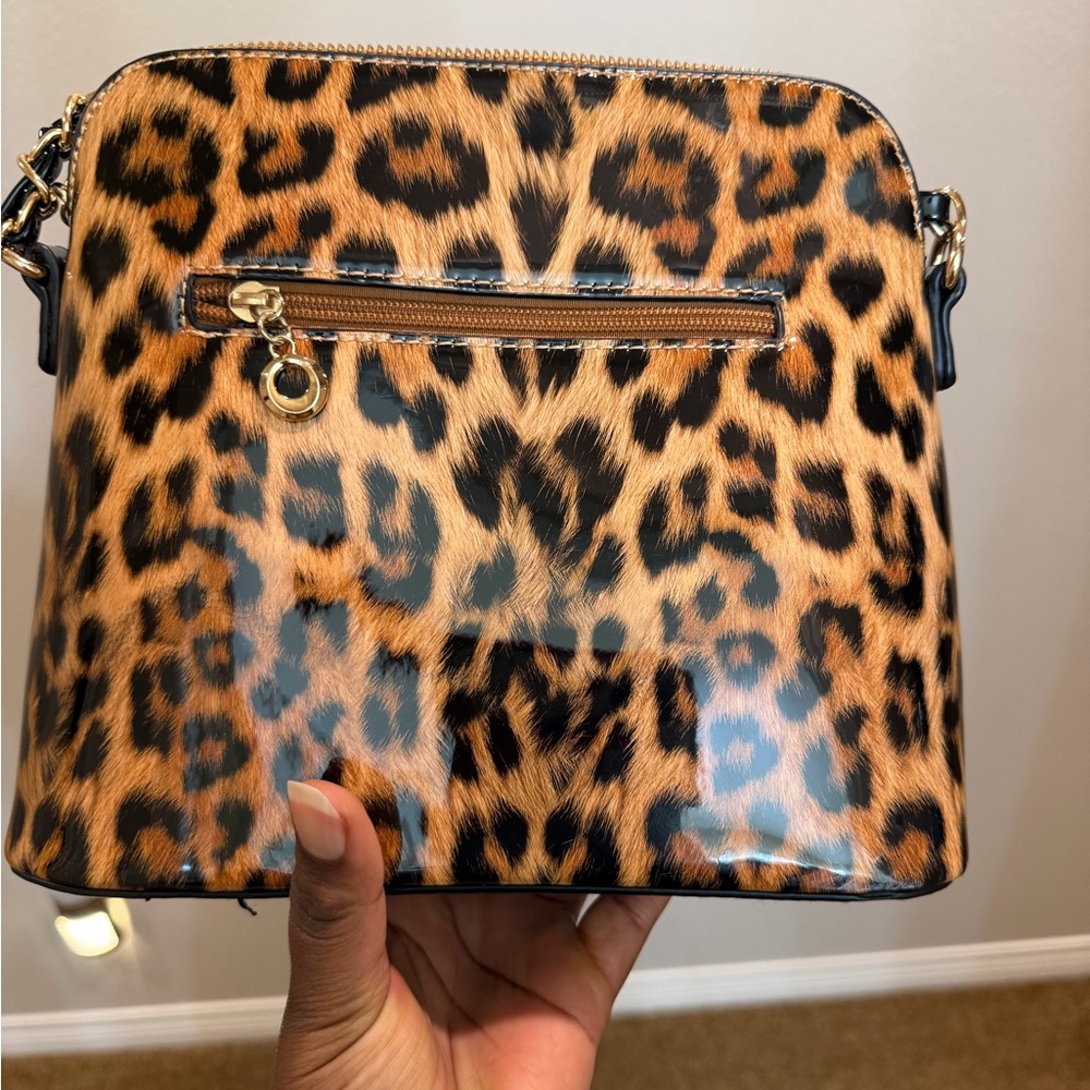 Leopard Print Crossbody Bag with Black Accents - Picture 10 of 10